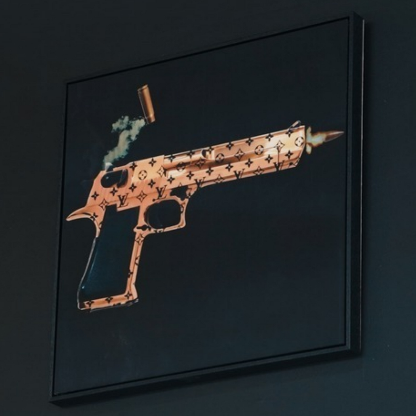 gold louis vuitton gun art