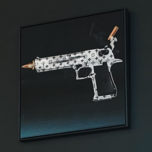 Silver louis vuitton gun painting