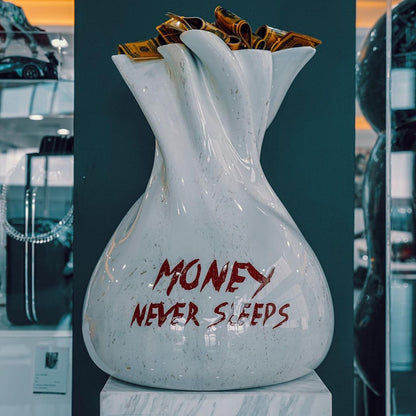 Money never sleeps money bag