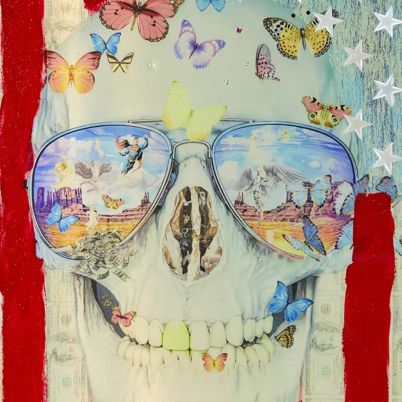 American skull wall art painting