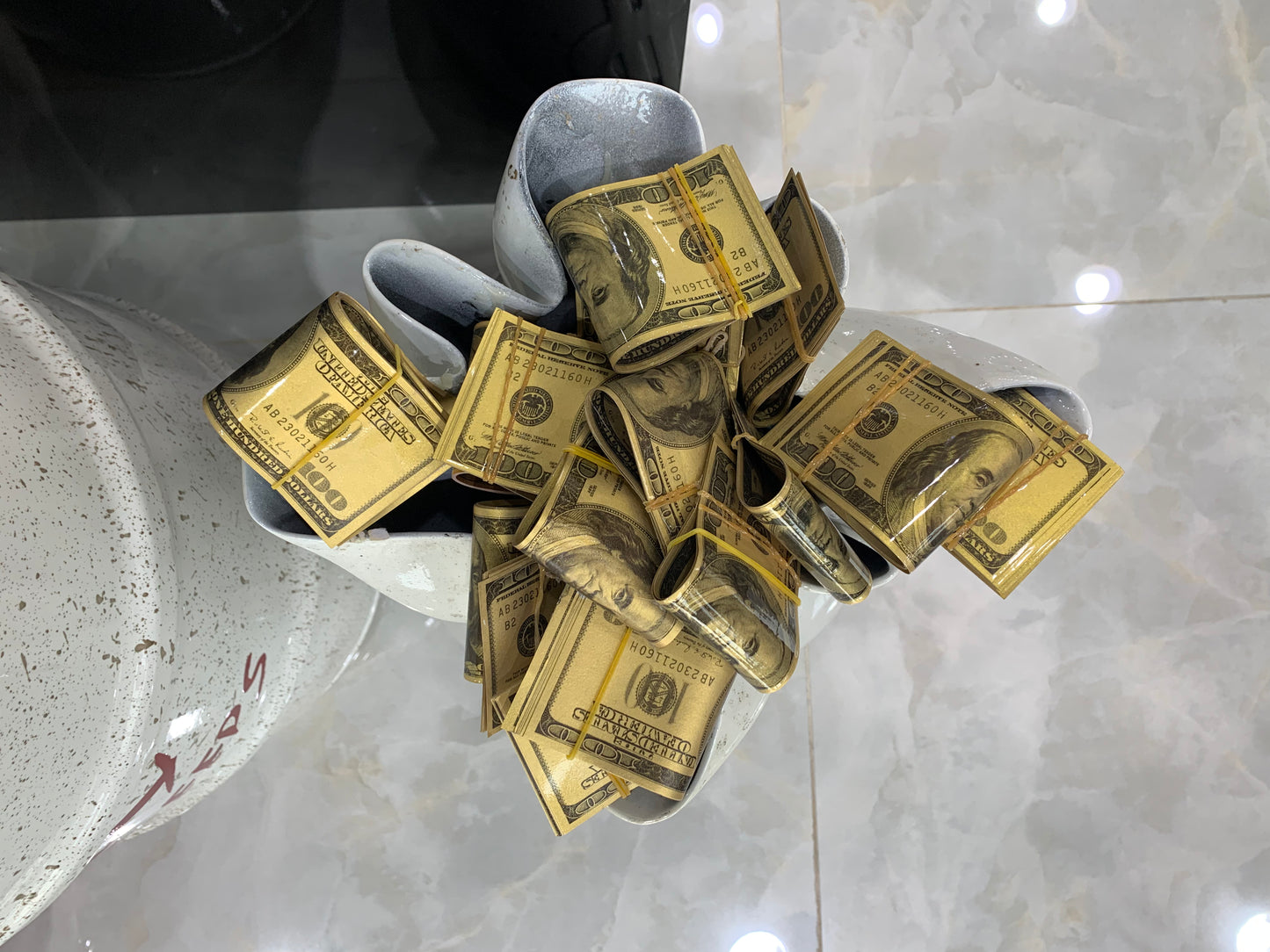 Money bag sculpture