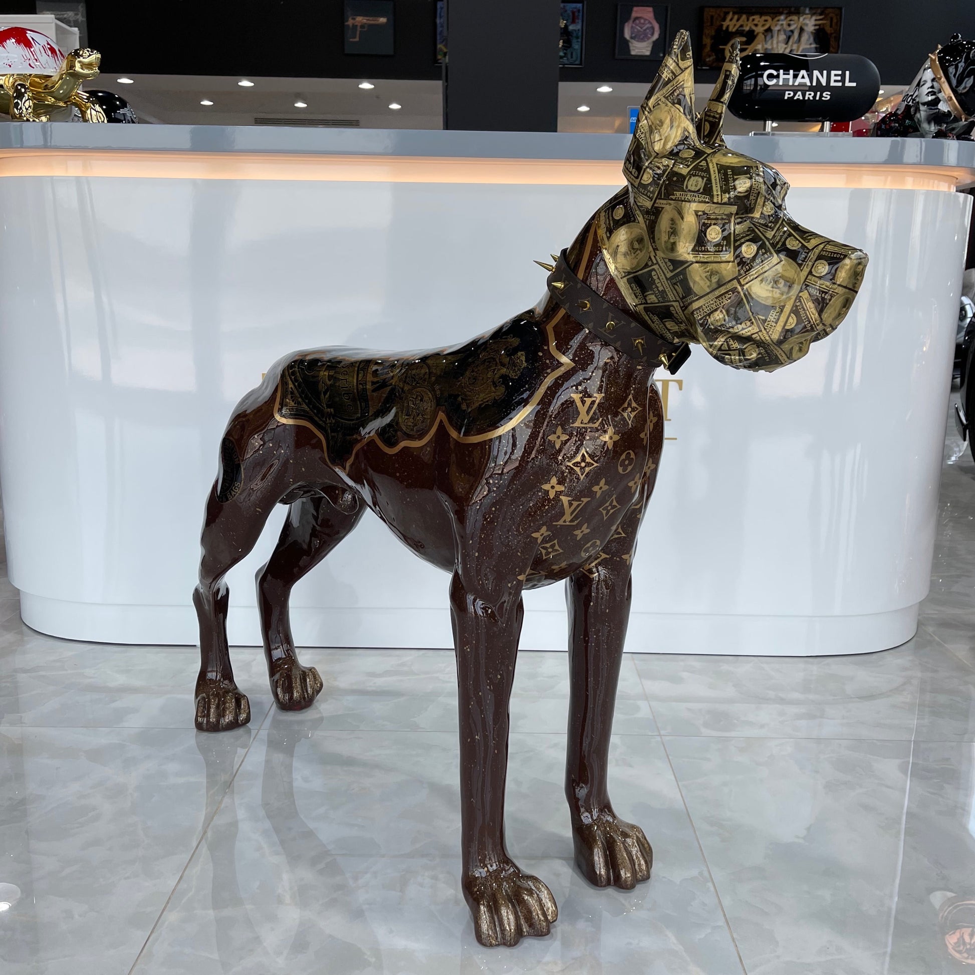 Golden Louis Vuitton danish dog - Buy Luxury High-End Art Online –  theluxxart