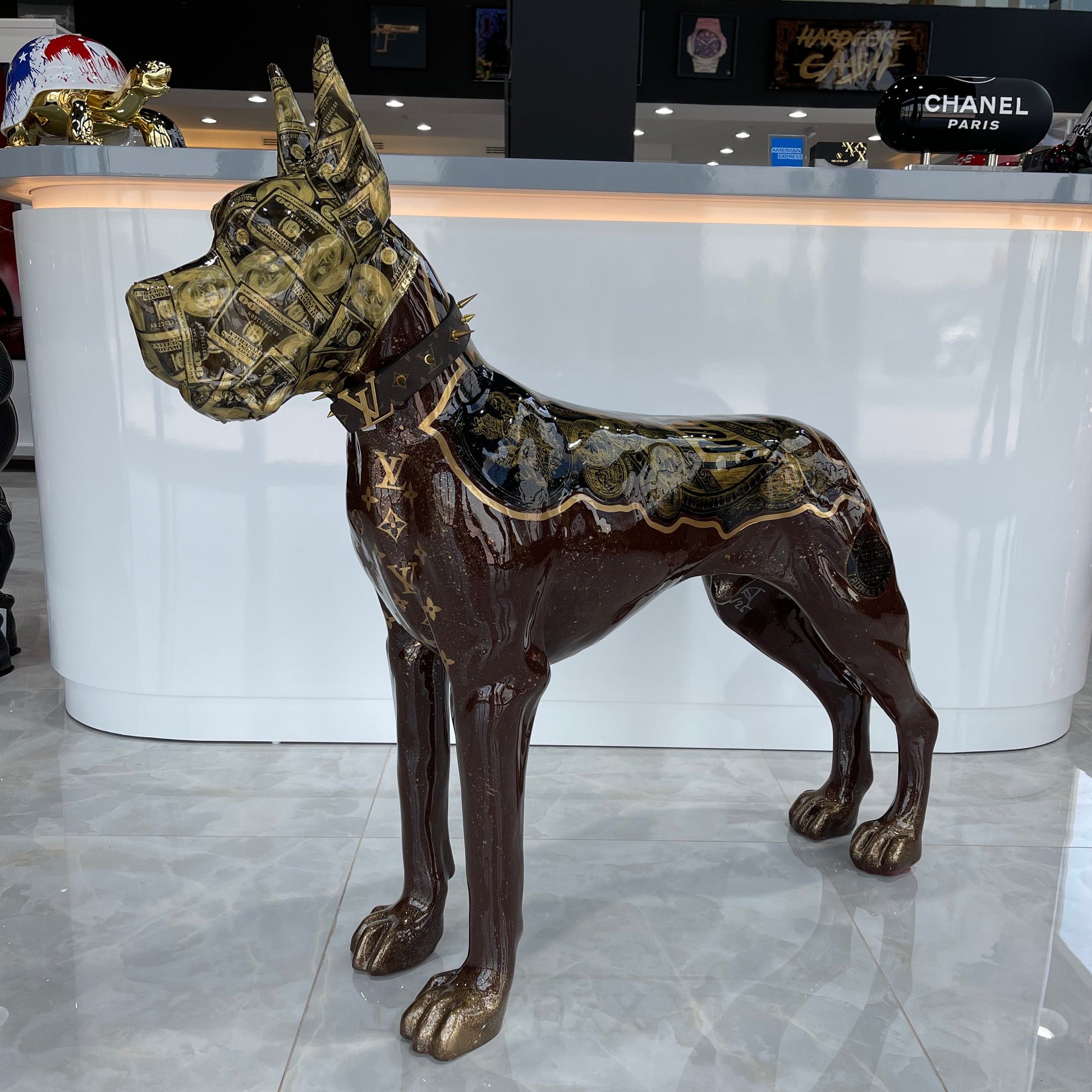Golden Louis Vuitton danish dog